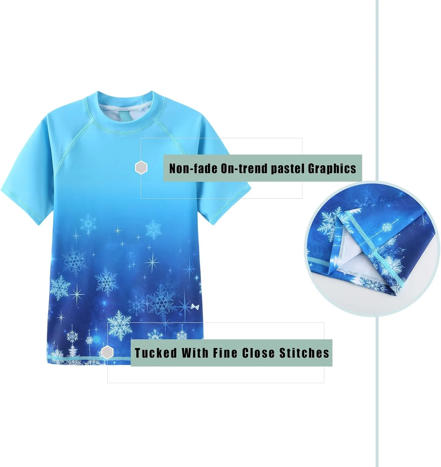 Girls Rash Guard Swimsuits Short Sleeve Swim Shirt for Kids Girls One Piece Bathing Suit Swimwear 7-16 Years