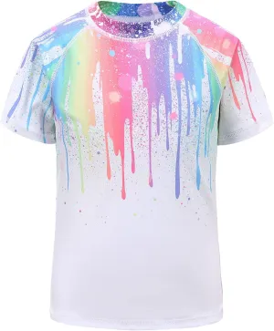 Girls Rash Guard Swimsuits Short Sleeve Swim Shirt for Kids Girls One Piece Bathing Suit Swimwear 7-16 Years