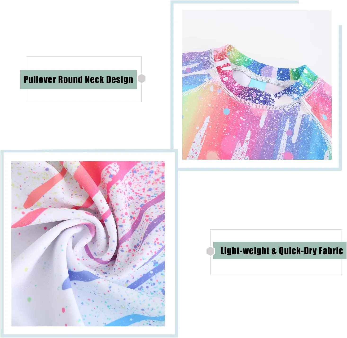 Girls Rash Guard Swimsuits Short Sleeve Swim Shirt for Kids Girls One Piece Bathing Suit Swimwear 7-16 Years
