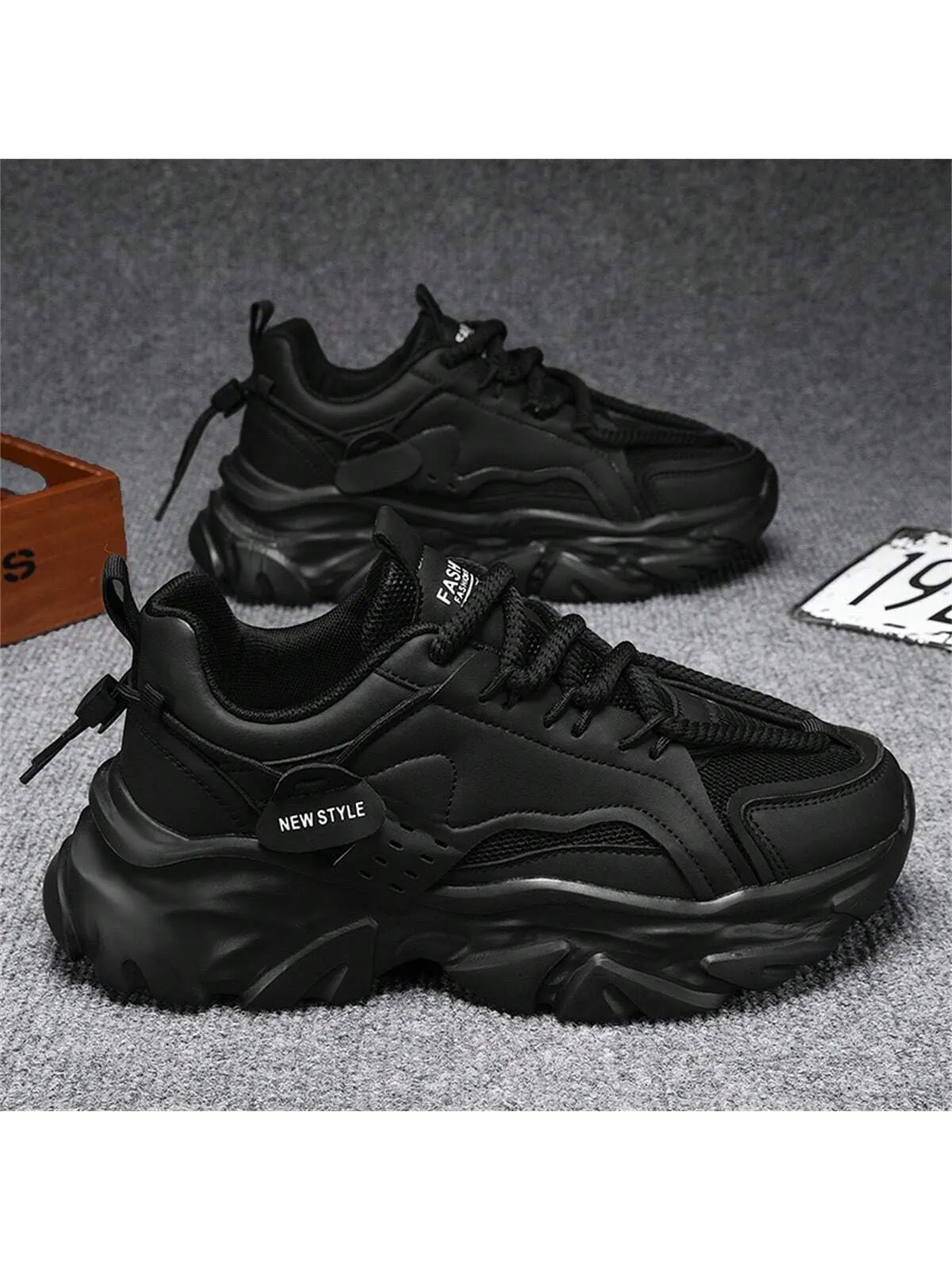 GNVA Men's Winter Trendy Casual Sports Chunky Sneakers, Slip-Resistant, Wear-Resistant, Height-Increasing, Fashionable, Shoes For Men