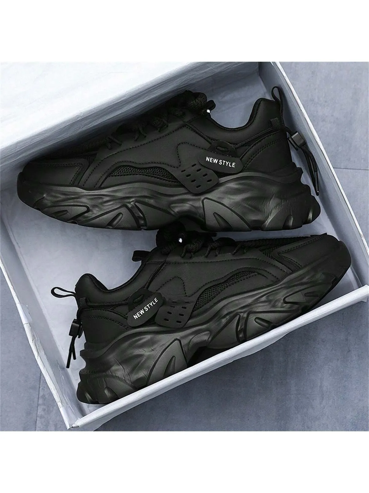 GNVA Men's Winter Trendy Casual Sports Chunky Sneakers, Slip-Resistant, Wear-Resistant, Height-Increasing, Fashionable, Shoes For Men