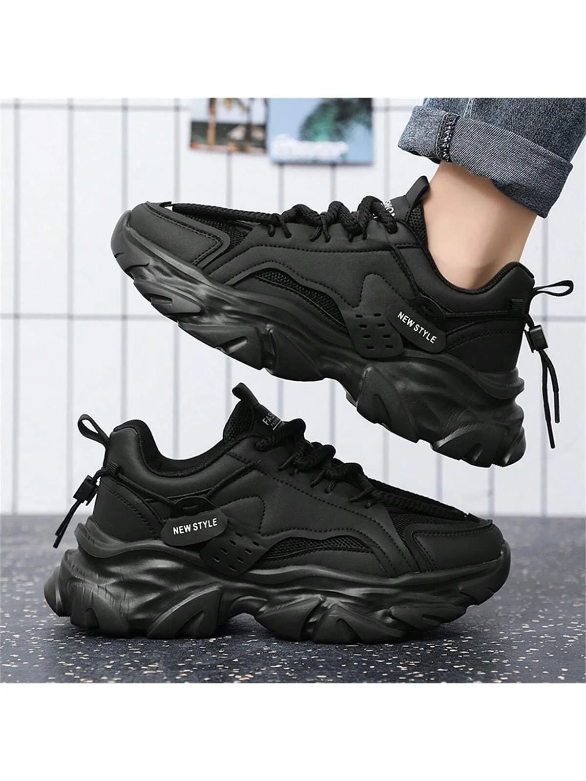 GNVA Men's Winter Trendy Casual Sports Chunky Sneakers, Slip-Resistant, Wear-Resistant, Height-Increasing, Fashionable, Shoes For Men