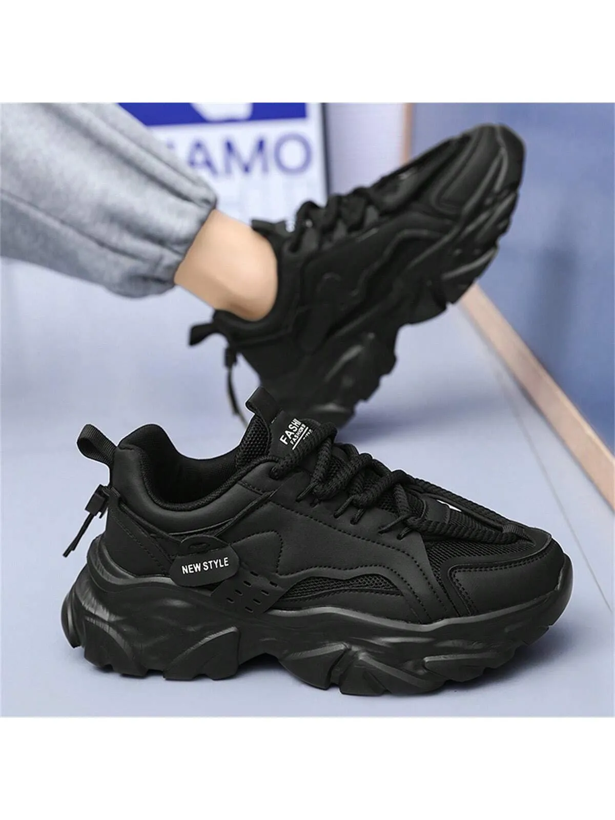 GNVA Men's Winter Trendy Casual Sports Chunky Sneakers, Slip-Resistant, Wear-Resistant, Height-Increasing, Fashionable, Shoes For Men