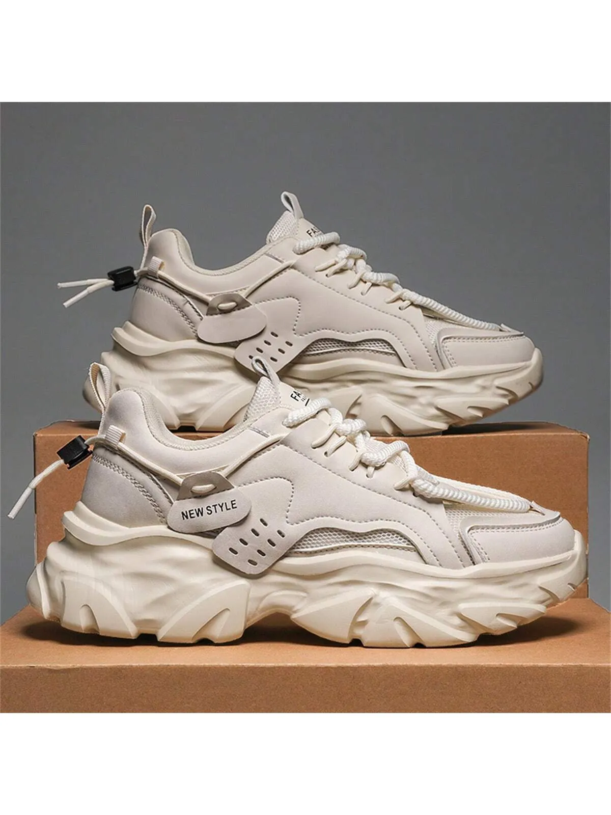 GNVA Men's Winter Trendy Casual Sports Chunky Sneakers, Slip-Resistant, Wear-Resistant, Height-Increasing, Fashionable, Shoes For Men