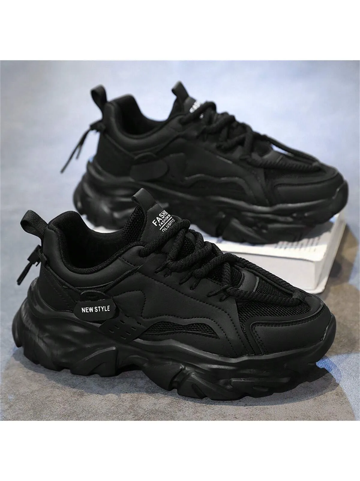 GNVA Men's Winter Trendy Casual Sports Chunky Sneakers, Slip-Resistant, Wear-Resistant, Height-Increasing, Fashionable, Shoes For Men