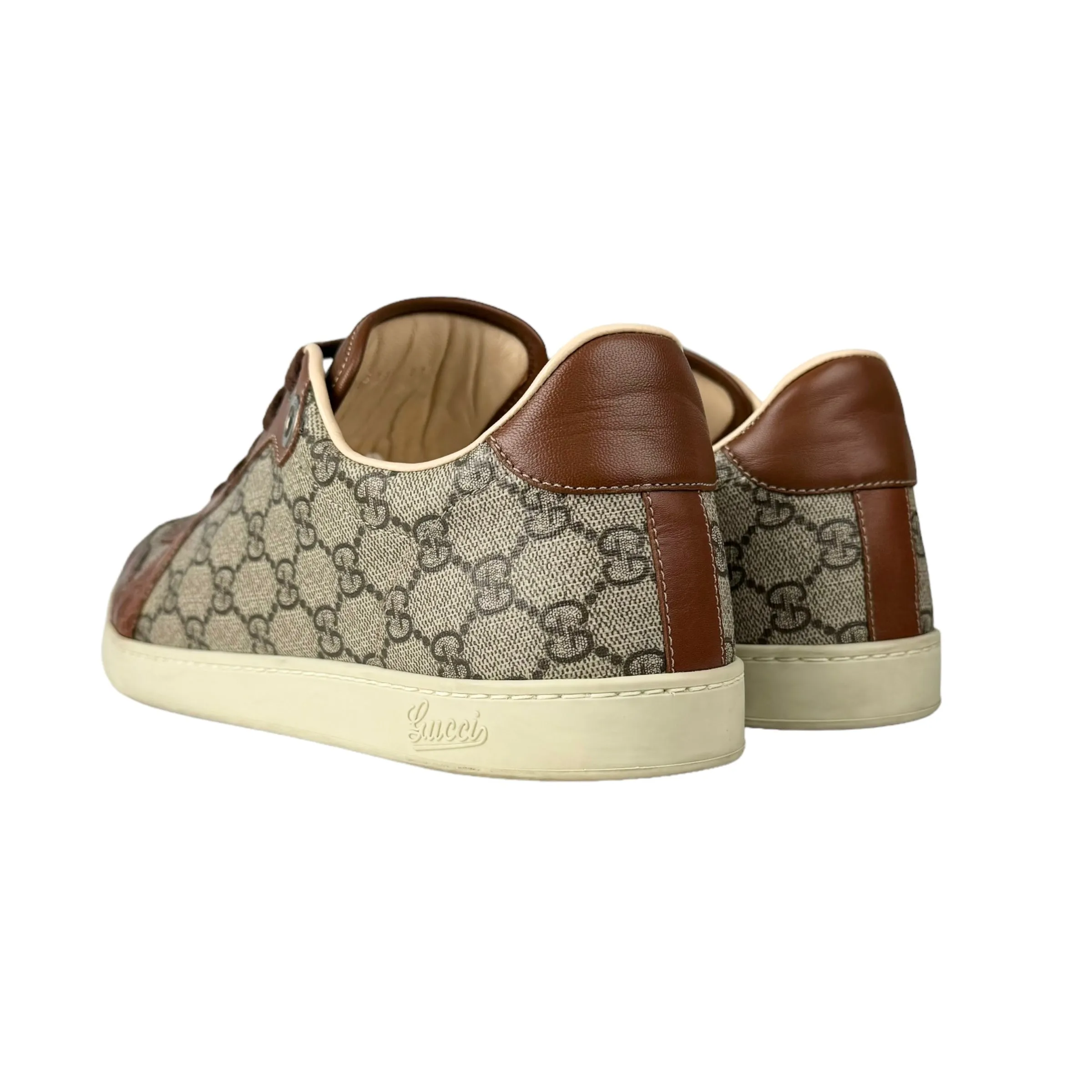 Gucci Men's GG Supreme Canvas & Brown Crocodile Trim Sneakers