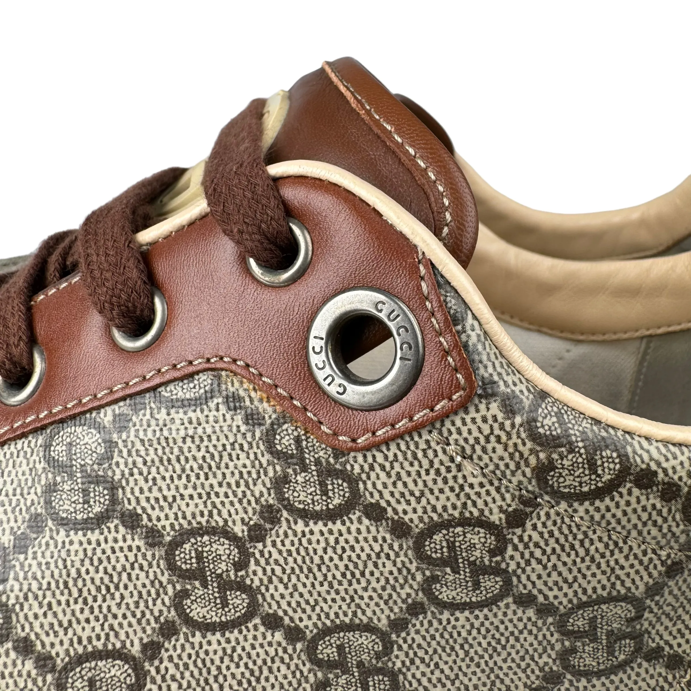 Gucci Men's GG Supreme Canvas & Brown Crocodile Trim Sneakers