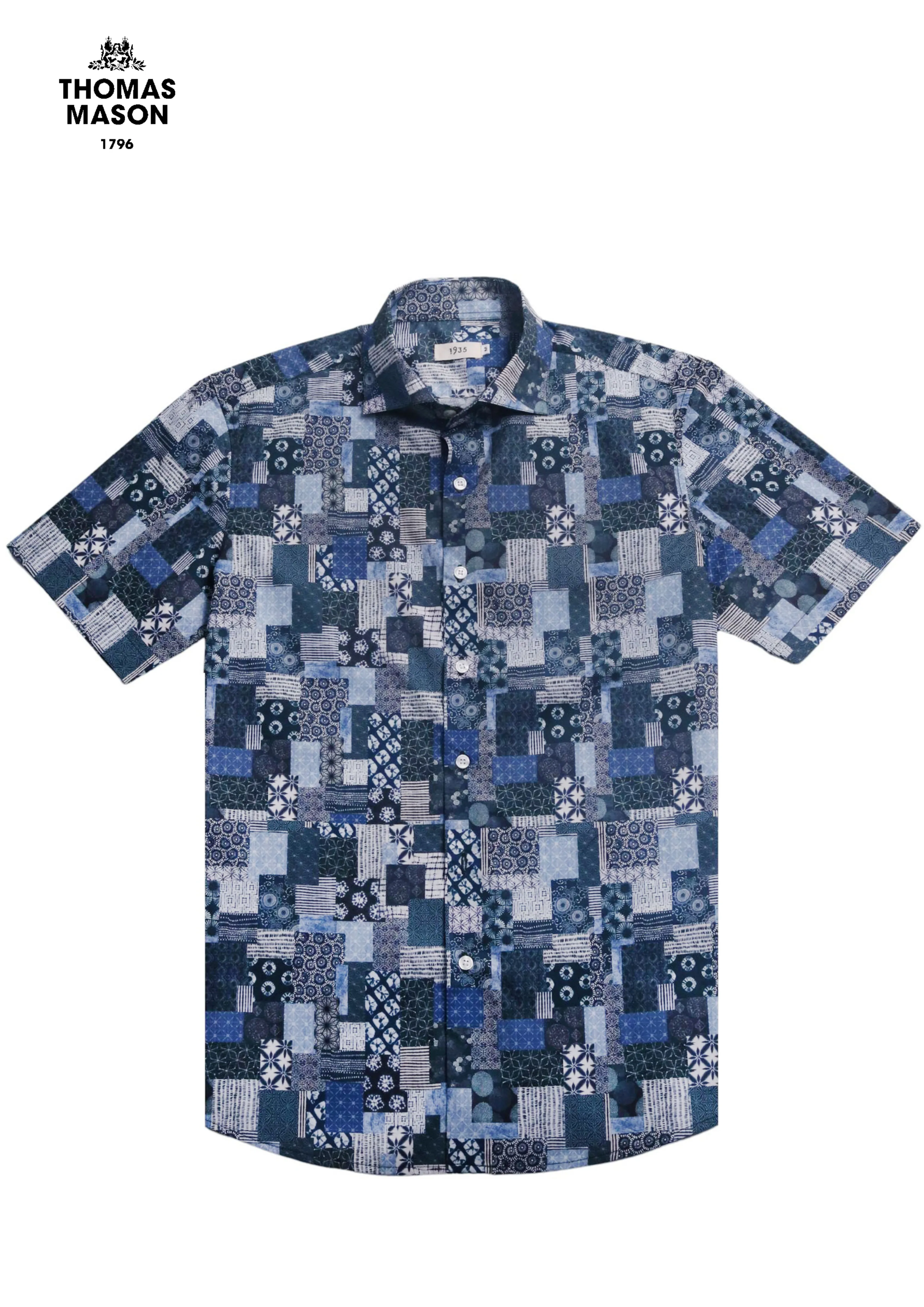 Happy Print Batik-inspired Men's Short Sleeve Shirt