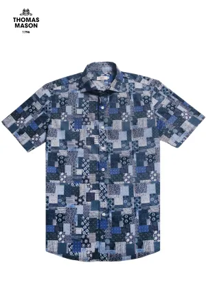 Happy Print Batik-inspired Men's Short Sleeve Shirt