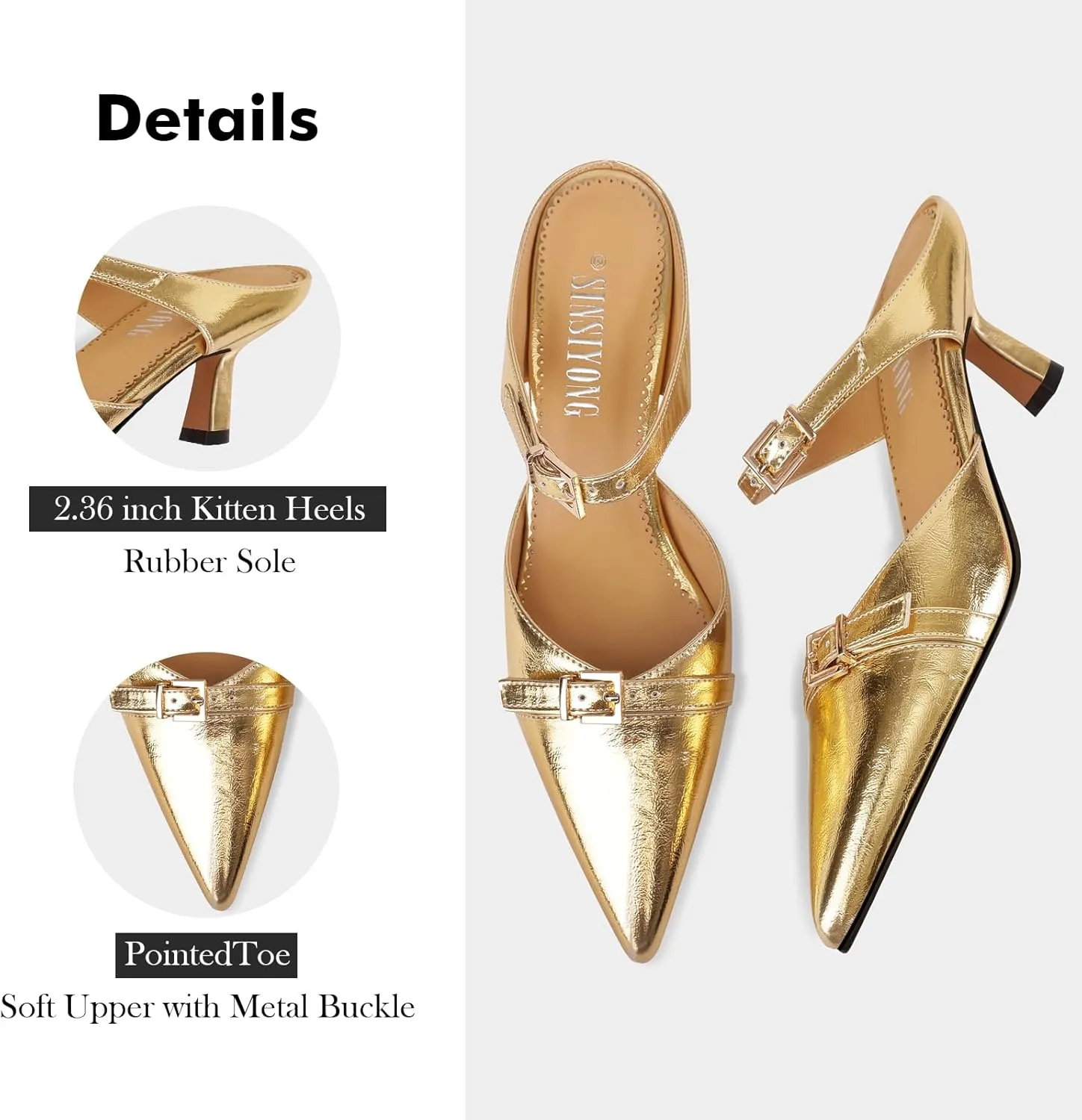 Heeled Sandals for Women Pointed Closed Toe Kitten Heels Comfortable Backless Pumps