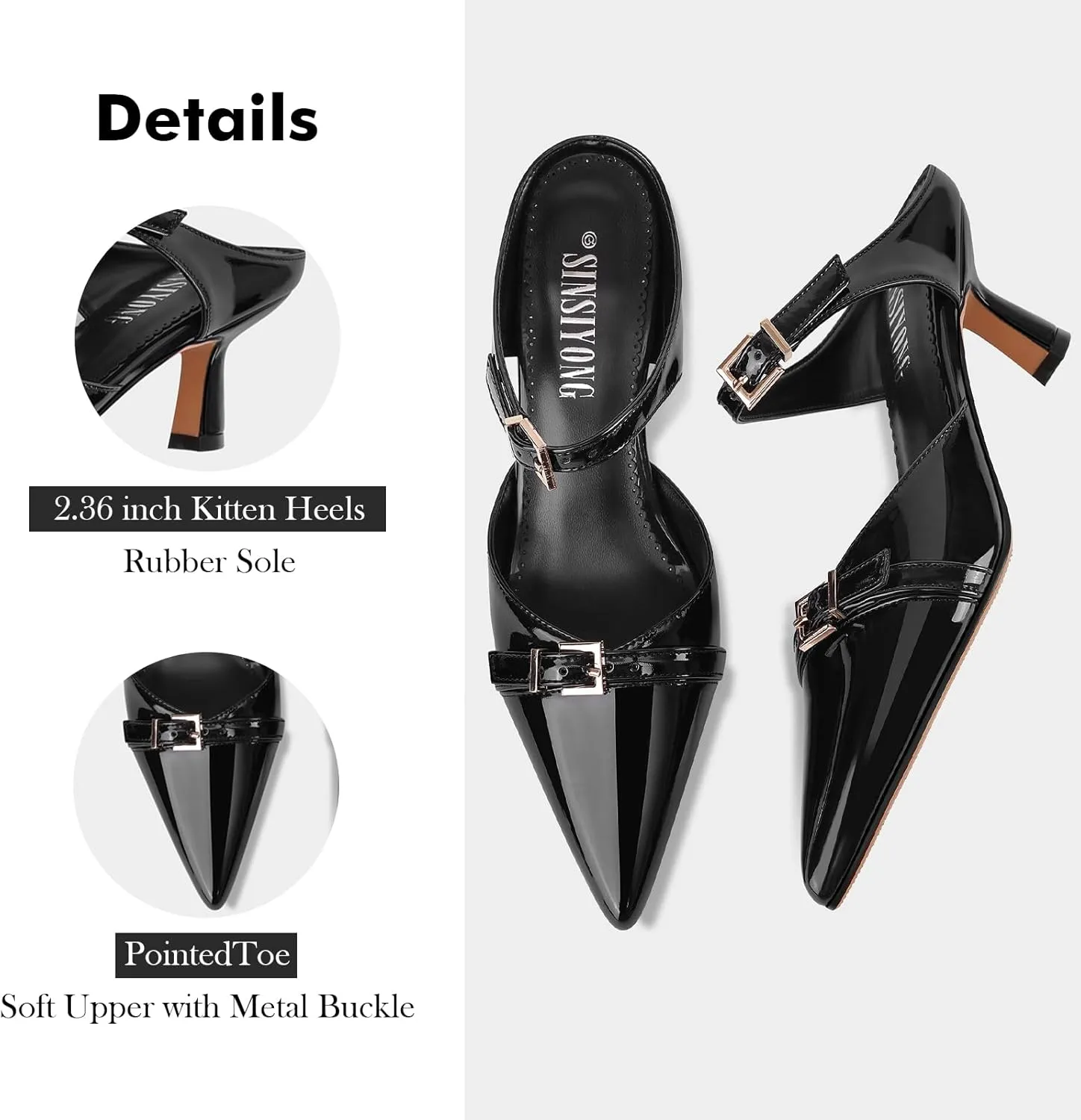 Heeled Sandals for Women Pointed Closed Toe Kitten Heels Comfortable Backless Pumps