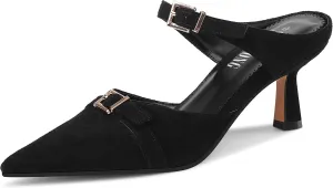 Heeled Sandals for Women Pointed Closed Toe Kitten Heels Comfortable Backless Pumps