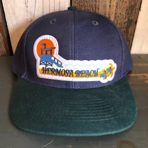 Hermosa Beach GOLDEN HOUR - 6 Panel Low Profile Baseball Cap with Adjustable Strap with Press Buckle - Navy/Dark Green
