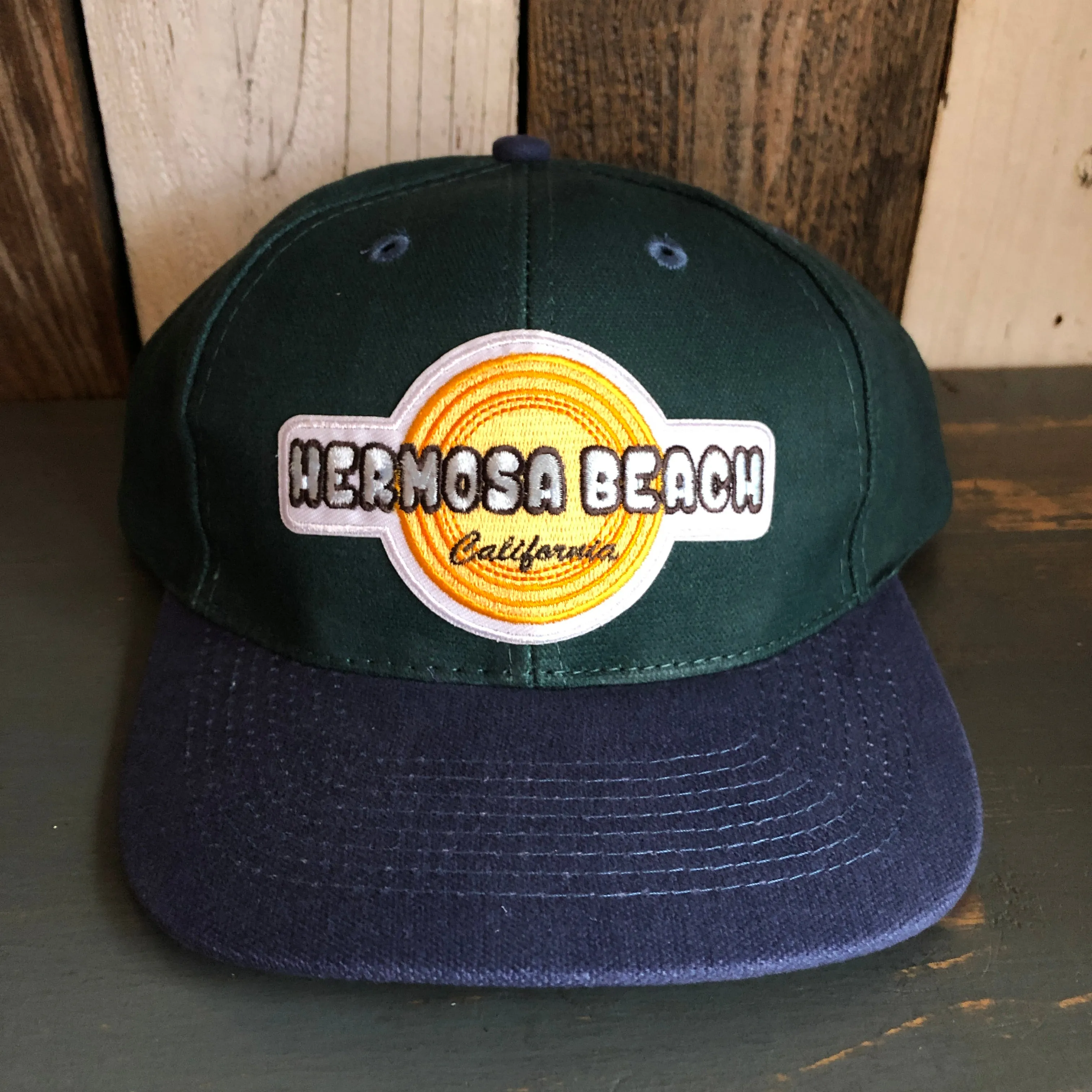 Hermosa Beach HIGH HEAT - 6 Panel Low Profile Baseball Cap with Adjustable Strap with Press Buckle - Dark Green/Navy