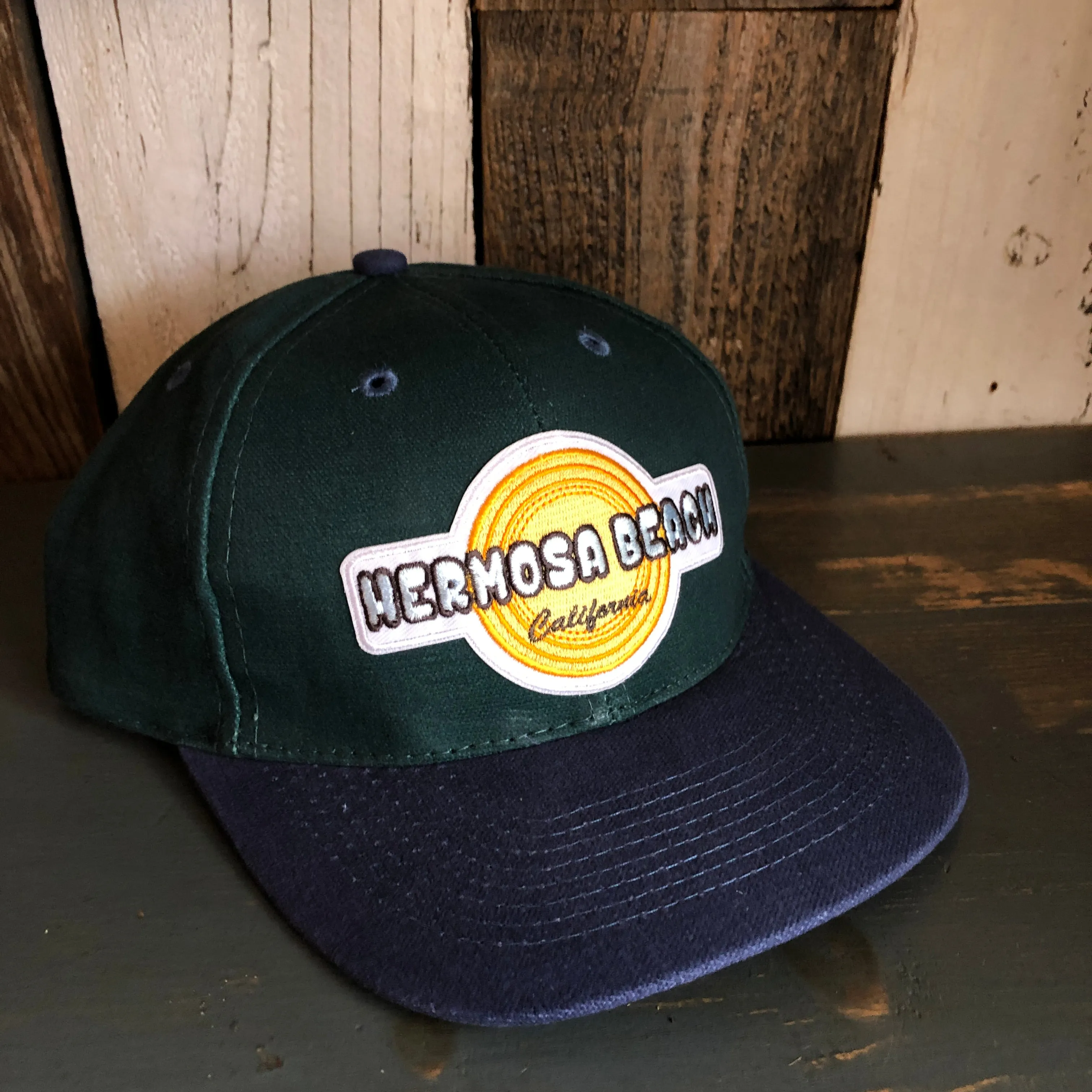 Hermosa Beach HIGH HEAT - 6 Panel Low Profile Baseball Cap with Adjustable Strap with Press Buckle - Dark Green/Navy