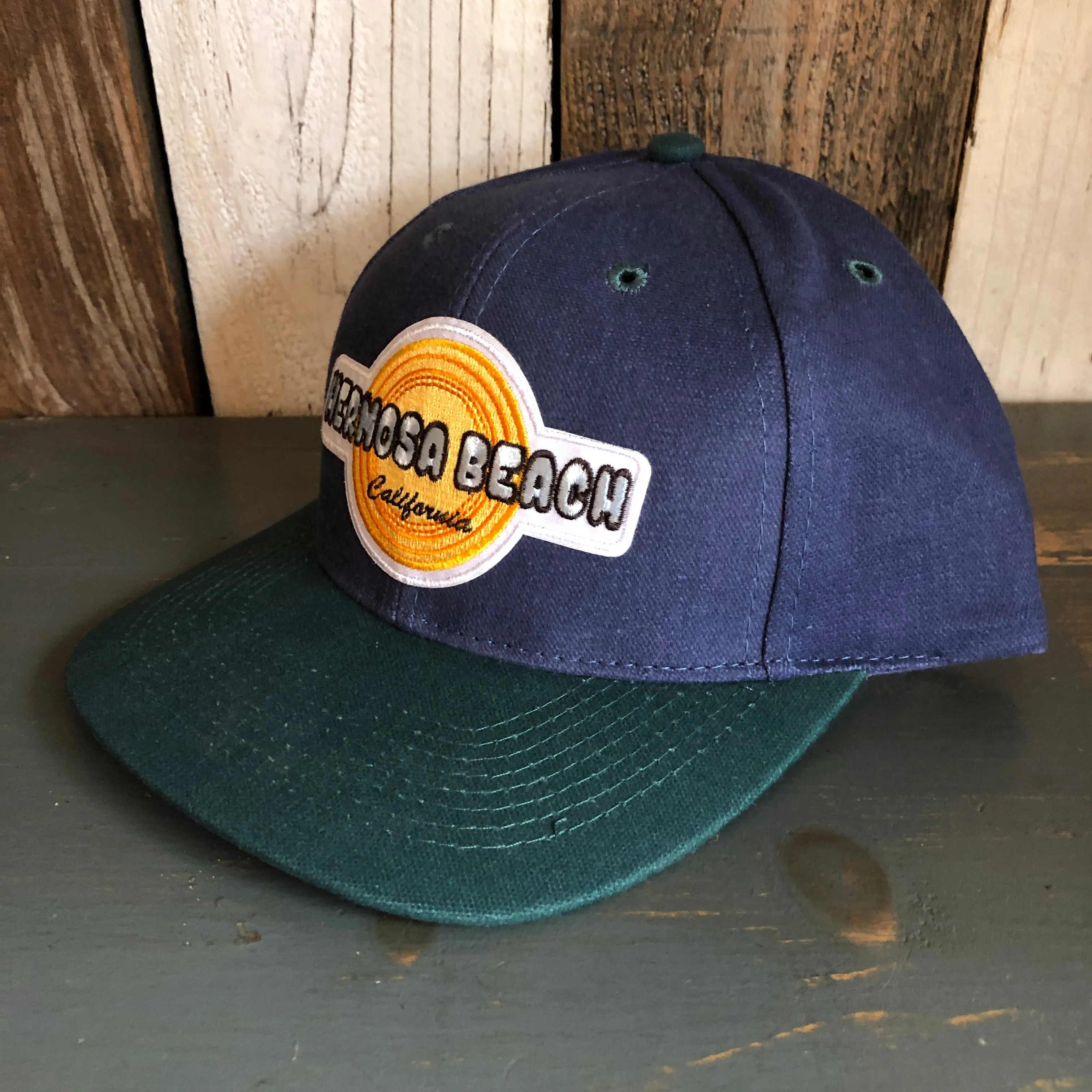 Hermosa Beach HIGH HEAT - 6 Panel Low Profile Baseball Cap with Adjustable Strap with Press Buckle - Navy/Dark Green