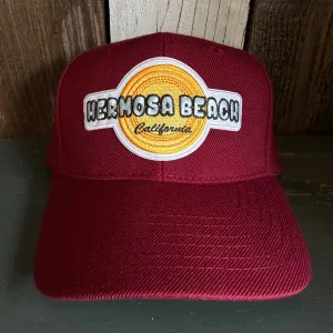 Hermosa Beach HIGH HEAT 6 Panel Mid Profile Baseball Cap - Maroon
