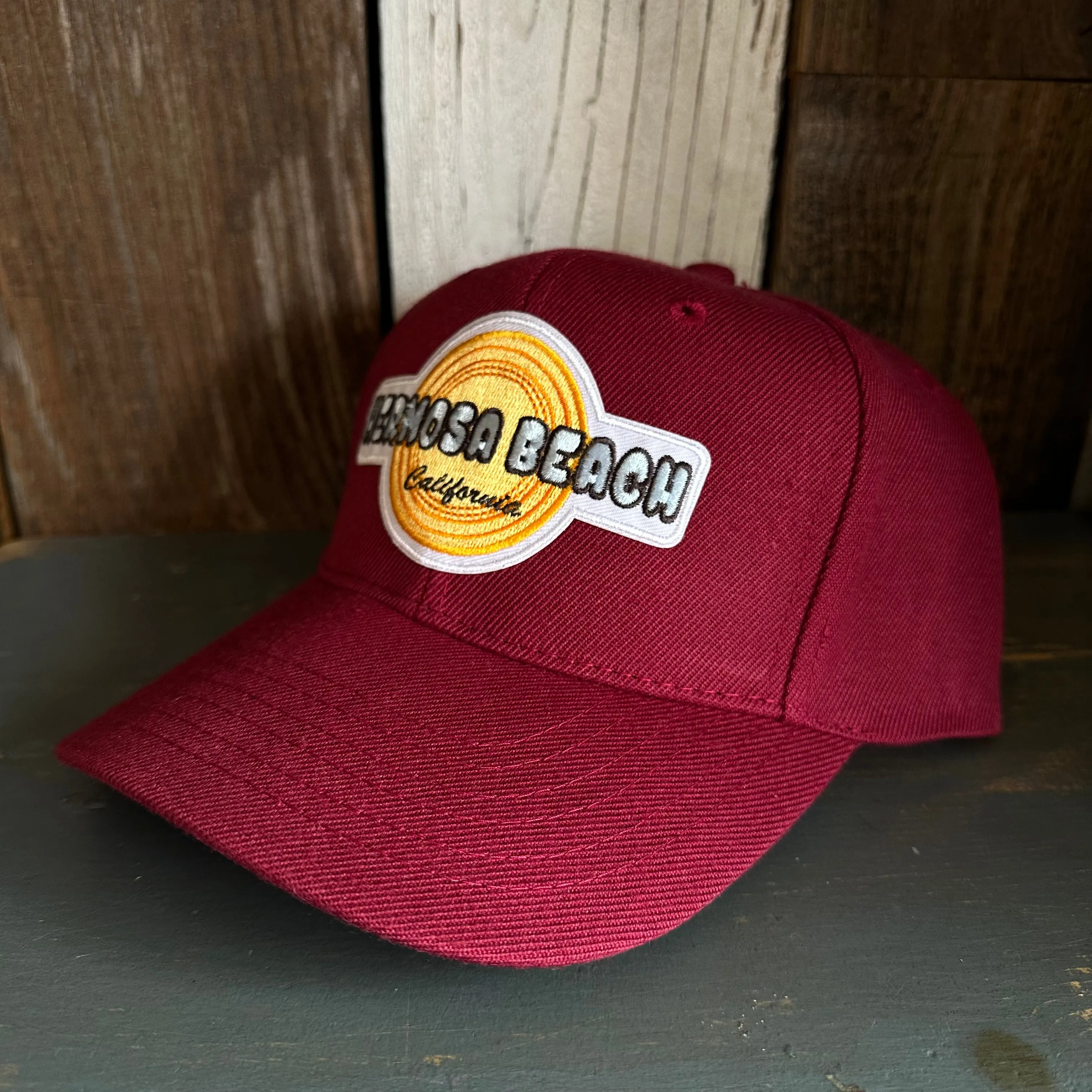 Hermosa Beach HIGH HEAT 6 Panel Mid Profile Baseball Cap - Maroon