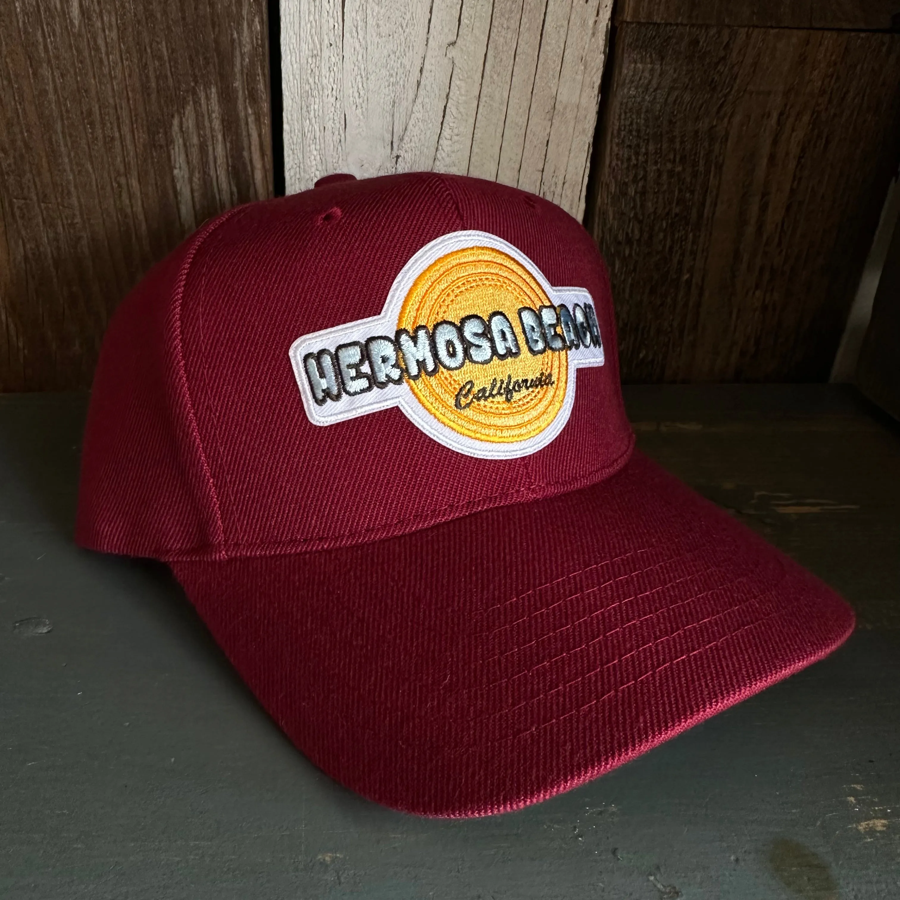 Hermosa Beach HIGH HEAT 6 Panel Mid Profile Baseball Cap - Maroon