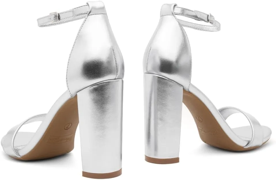 Herstyle Women??s Chunky Block Heels ?C Open Toe Ankle Strap Sandals, 3.75 Inch High Heels for Wedding, Party & Dressy Occasions ?C Comfortable Strappy Dress Shoes