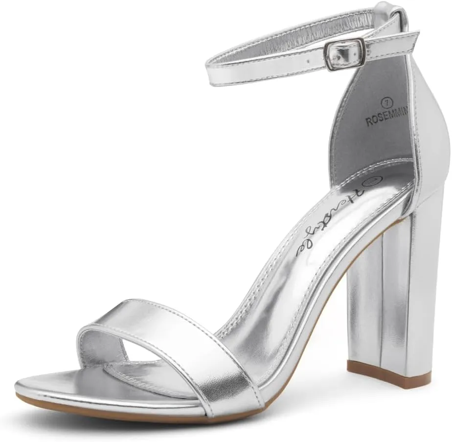 Herstyle Women??s Chunky Block Heels ?C Open Toe Ankle Strap Sandals, 3.75 Inch High Heels for Wedding, Party & Dressy Occasions ?C Comfortable Strappy Dress Shoes