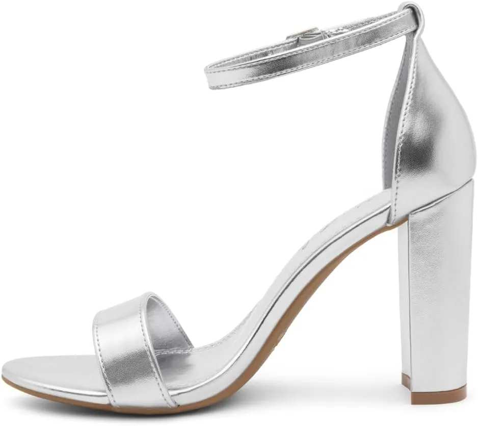 Herstyle Women??s Chunky Block Heels ?C Open Toe Ankle Strap Sandals, 3.75 Inch High Heels for Wedding, Party & Dressy Occasions ?C Comfortable Strappy Dress Shoes