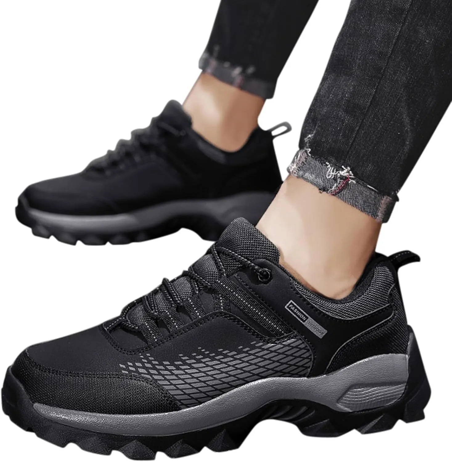 Hiking Shoes Men Work Sneakers Casual Non Slip Hiking Sneakers Outdoor Trailing Camping Trekking Shoes Tennis Walking Shoes