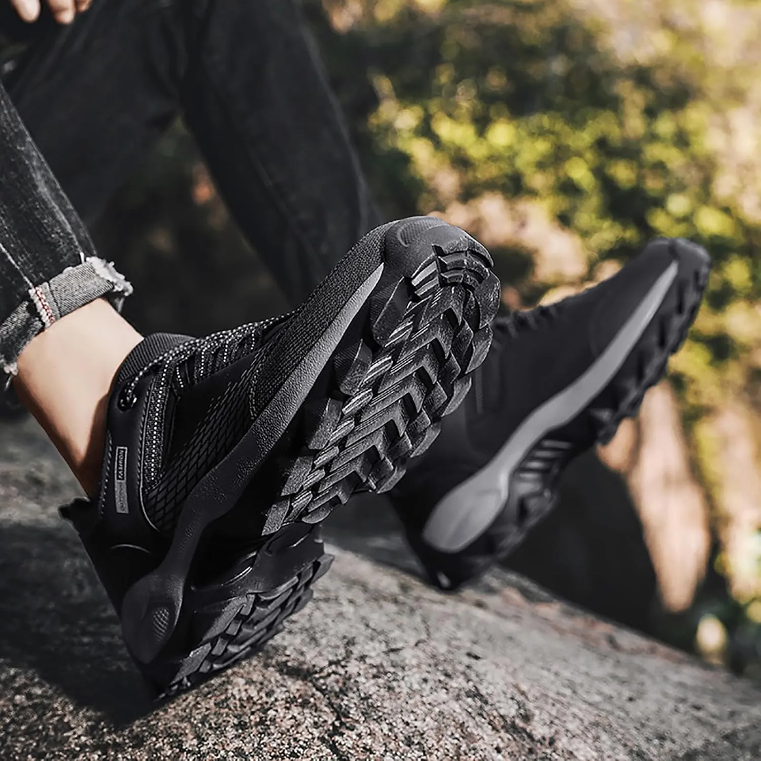 Hiking Shoes Men Work Sneakers Casual Non Slip Hiking Sneakers Outdoor Trailing Camping Trekking Shoes Tennis Walking Shoes