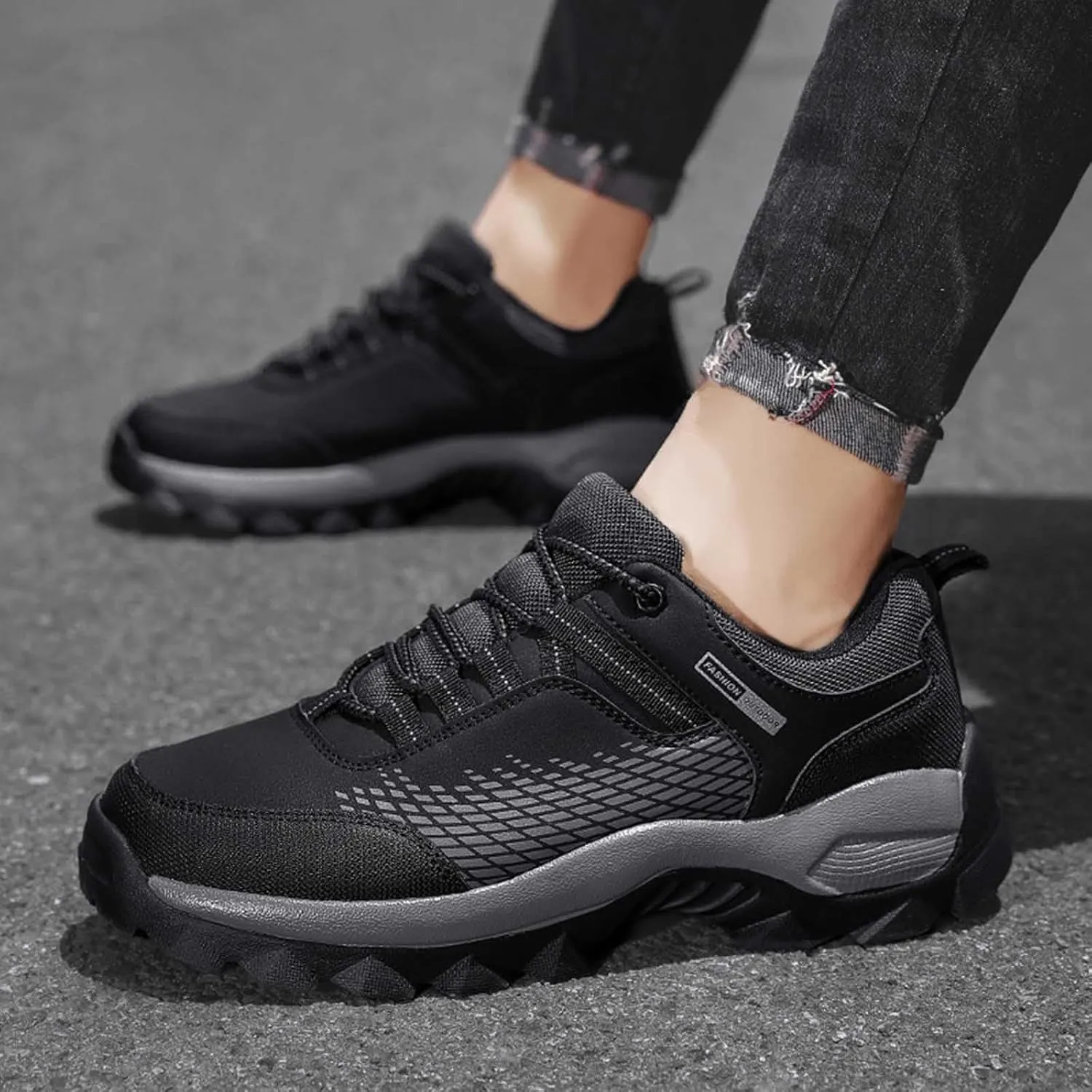 Hiking Shoes Men Work Sneakers Casual Non Slip Hiking Sneakers Outdoor Trailing Camping Trekking Shoes Tennis Walking Shoes