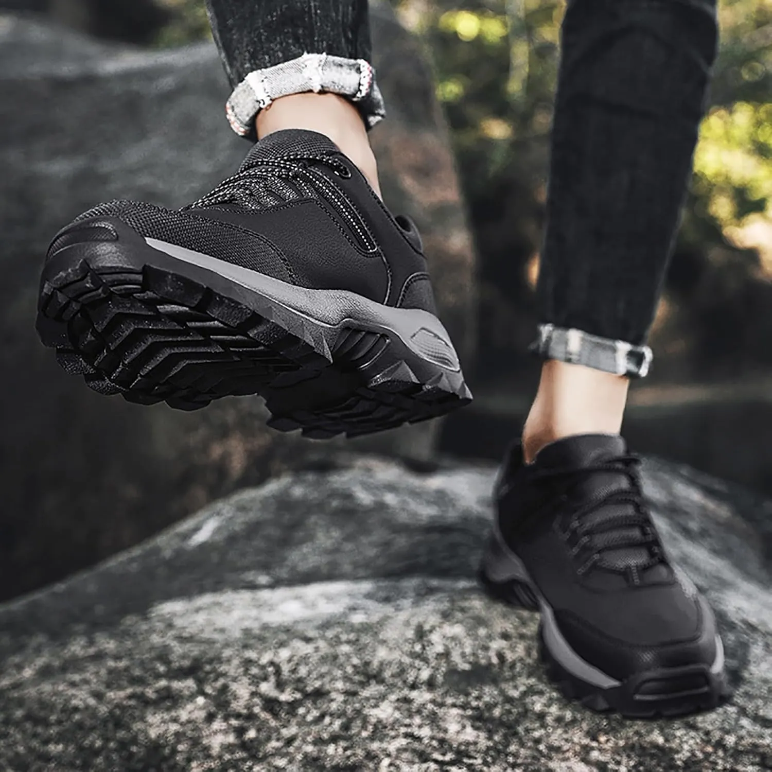 Hiking Shoes Men Work Sneakers Casual Non Slip Hiking Sneakers Outdoor Trailing Camping Trekking Shoes Tennis Walking Shoes