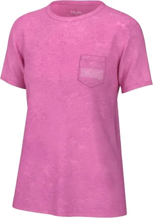 HUK Women's Short Sleeve Mineral Wash Pocket Tee, Fishing T-Shirt
