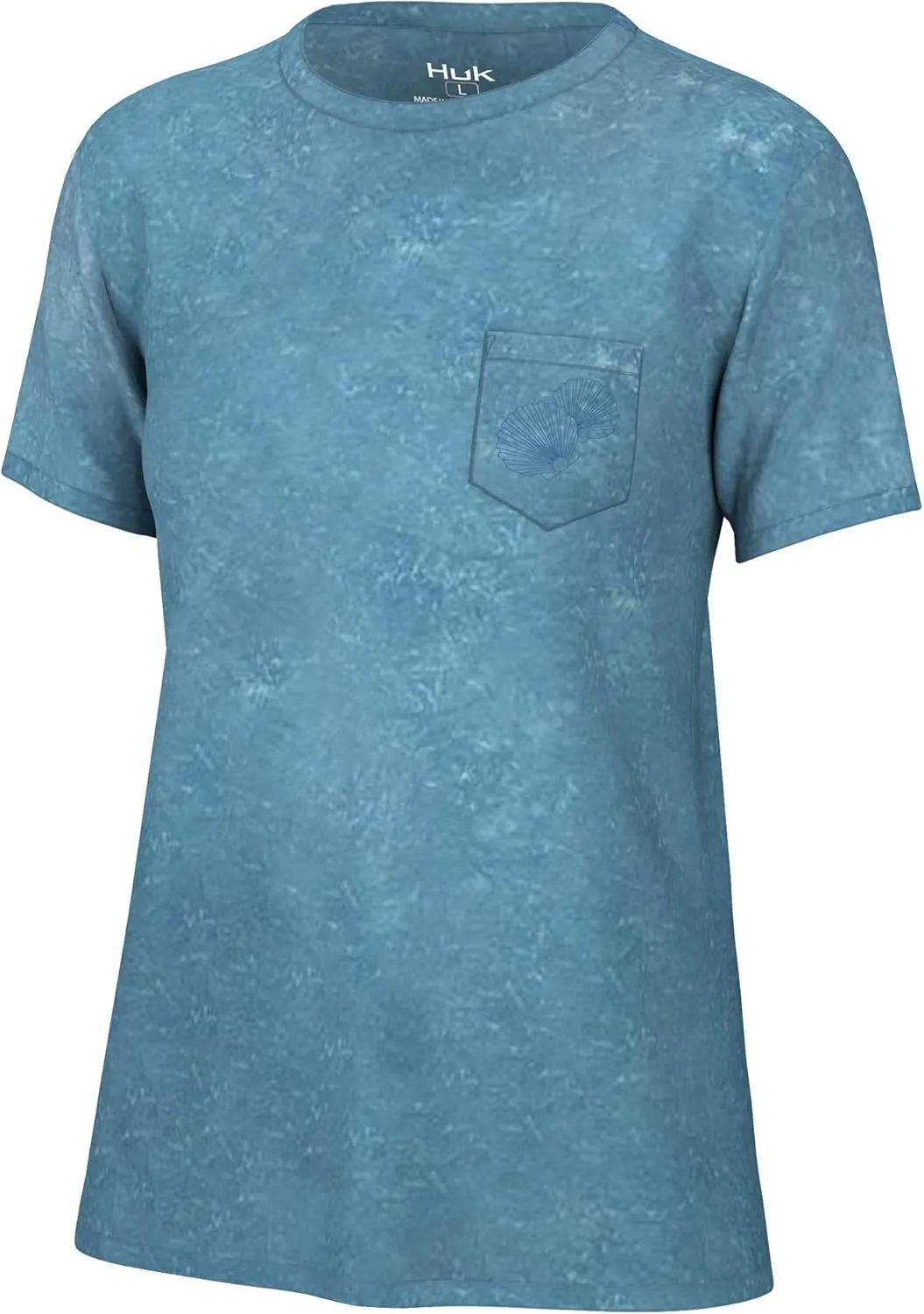 HUK Women's Short Sleeve Mineral Wash Pocket Tee, Fishing T-Shirt