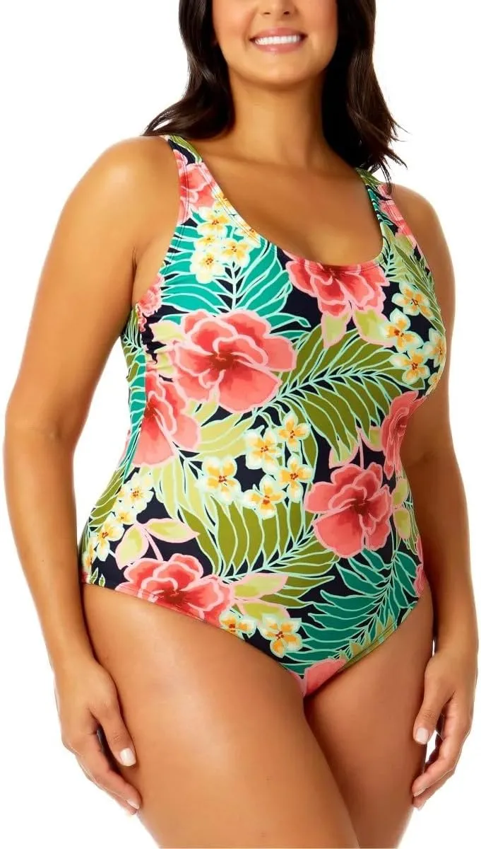 Hurley Women's UPF 50  Sun Protection Floral One Piece Swimsuit
