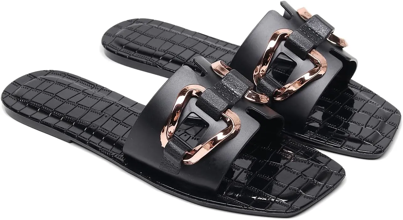 Jelly Sandals for Women Flat Slides Jellies Shoes Pool Slippers Bathroom Summer Size 11 Ladies Non Slip Plastic Dress Comfortable Slip On Beach Open Toe Quick Drying Soft