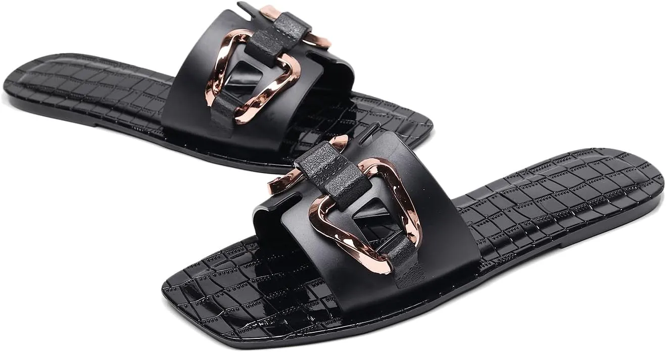 Jelly Sandals for Women Flat Slides Jellies Shoes Pool Slippers Bathroom Summer Size 11 Ladies Non Slip Plastic Dress Comfortable Slip On Beach Open Toe Quick Drying Soft
