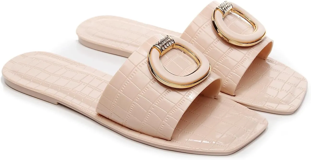 Jelly Sandals for Women Flat Slides Jellies Shoes Pool Slippers Bathroom Summer Size 11 Ladies Non Slip Plastic Dress Comfortable Slip On Beach Open Toe Quick Drying Soft