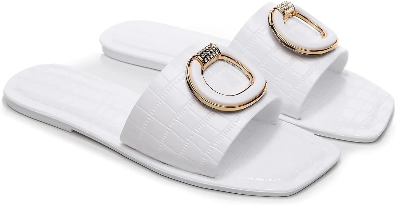 Jelly Sandals for Women Flat Slides Jellies Shoes Pool Slippers Bathroom Summer Size 11 Ladies Non Slip Plastic Dress Comfortable Slip On Beach Open Toe Quick Drying Soft