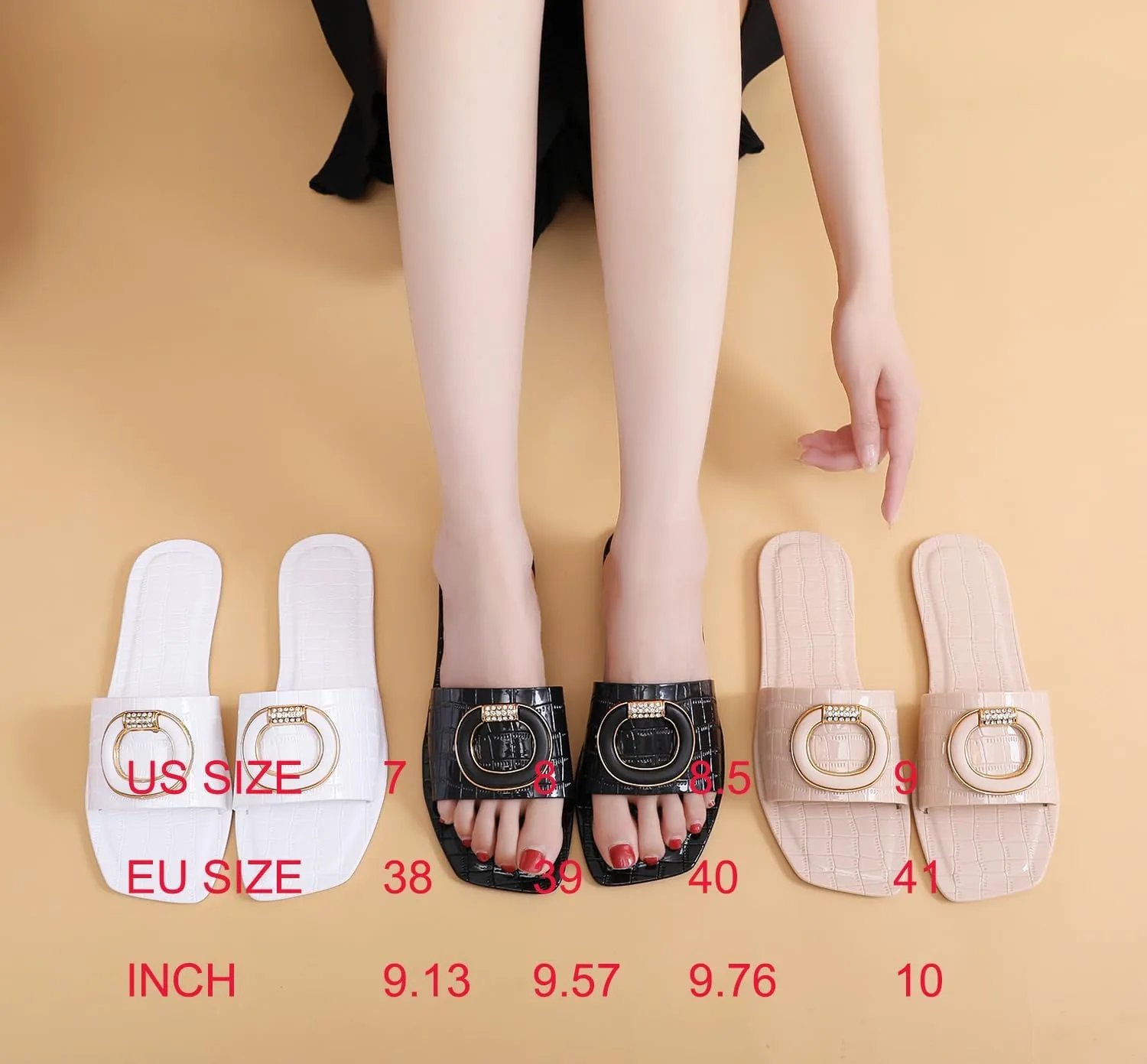 Jelly Sandals for Women Flat Slides Jellies Shoes Pool Slippers Bathroom Summer Size 11 Ladies Non Slip Plastic Dress Comfortable Slip On Beach Open Toe Quick Drying Soft