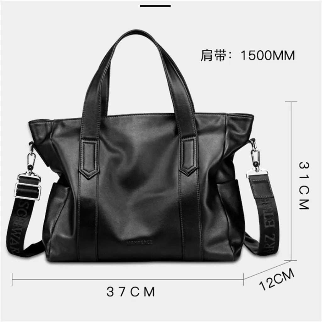 JSEIAJB Genuine Leather Men's Handbag Korean Men's Business Briefcase Layer Cowhide Computer Bag