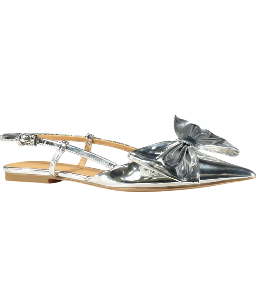 Karen Millen Metallic Pu Bow Detail Flat Pumps UK 5 EU 38 