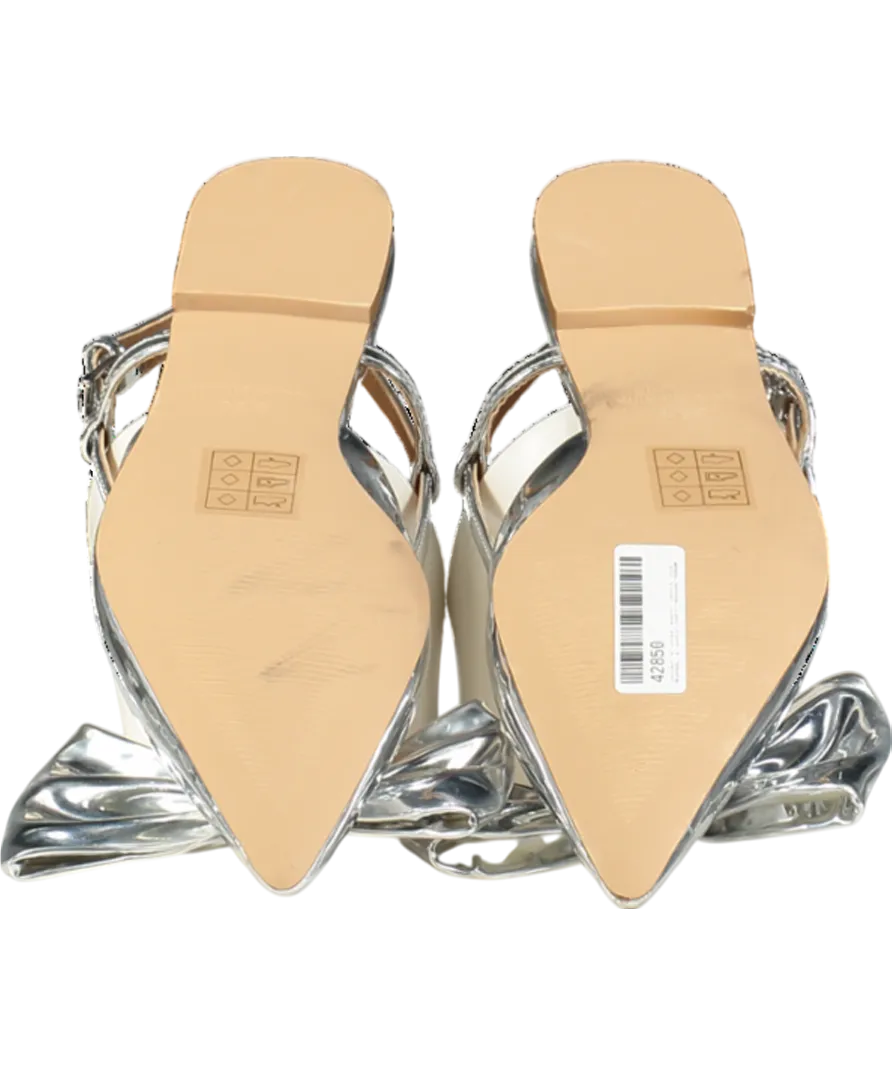 Karen Millen Metallic Pu Bow Detail Flat Pumps UK 5 EU 38 