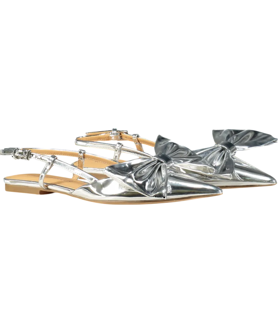 Karen Millen Metallic Pu Bow Detail Flat Pumps UK 5 EU 38 