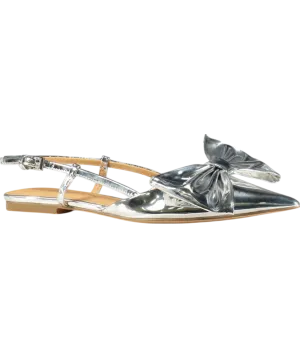 Karen Millen Metallic Pu Bow Detail Flat Pumps UK 5 EU 38 