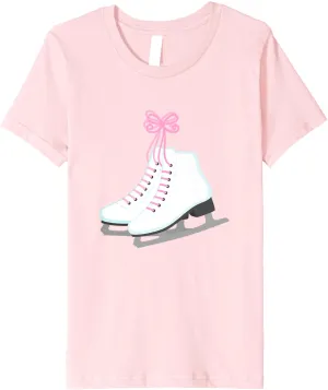 Kids Girls Ice Skates with Pink Color Shoe Laces Figure Skater Premium T-Shirt