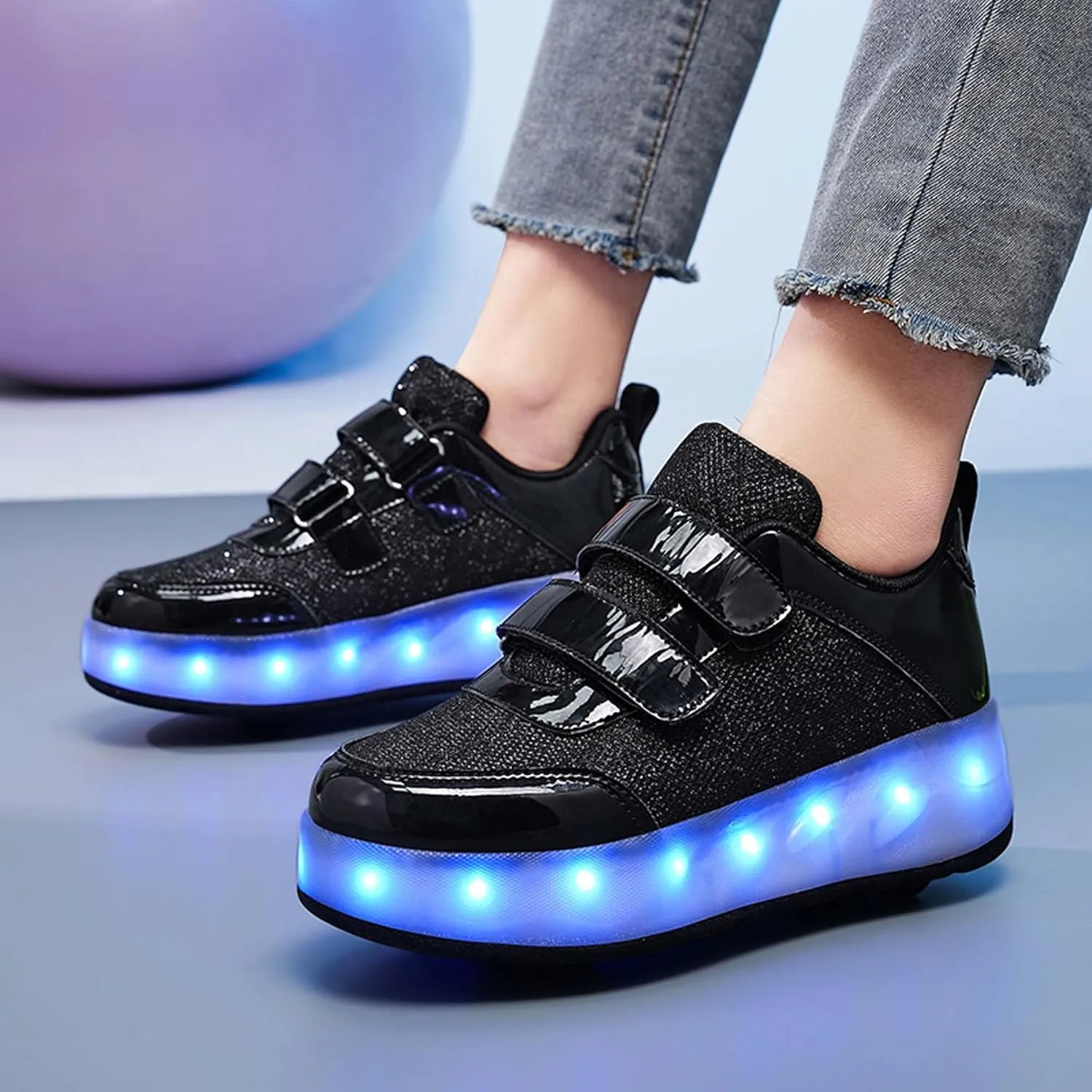 Kids LED Roller Skating Shoes are Suitable for Boys Girls Light Emitting Roller Skating Sports Shoes with Detachable Wheels Rechargeable Flash Wheels