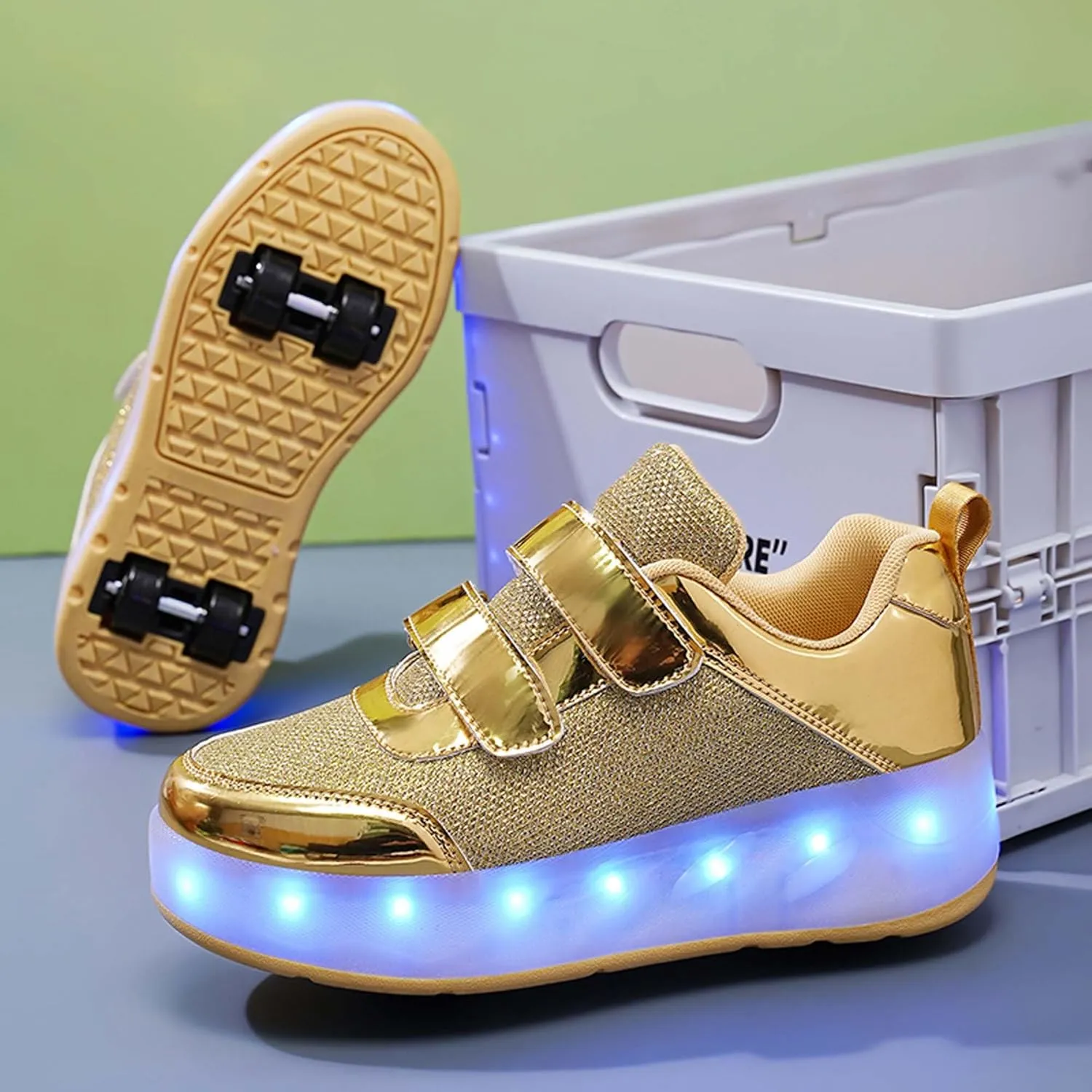 Kids LED Roller Skating Shoes are Suitable for Boys Girls Light Emitting Roller Skating Sports Shoes with Detachable Wheels Rechargeable Flash Wheels