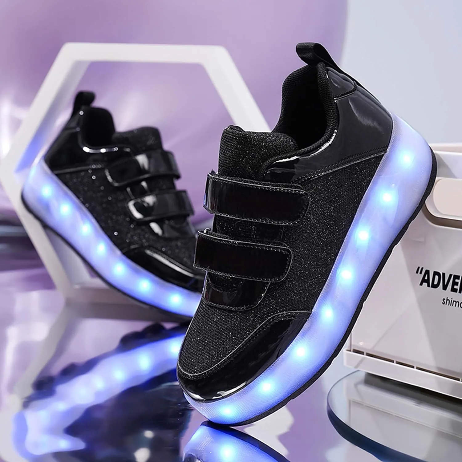 Kids LED Roller Skating Shoes are Suitable for Boys Girls Light Emitting Roller Skating Sports Shoes with Detachable Wheels Rechargeable Flash Wheels