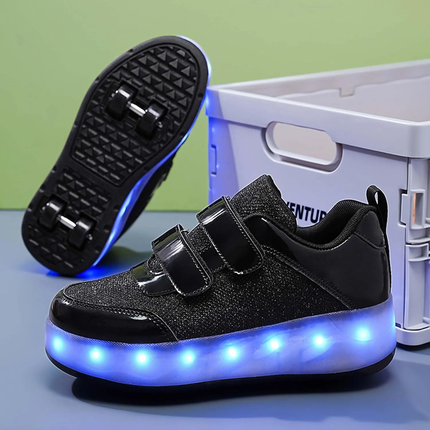 Kids LED Roller Skating Shoes are Suitable for Boys Girls Light Emitting Roller Skating Sports Shoes with Detachable Wheels Rechargeable Flash Wheels