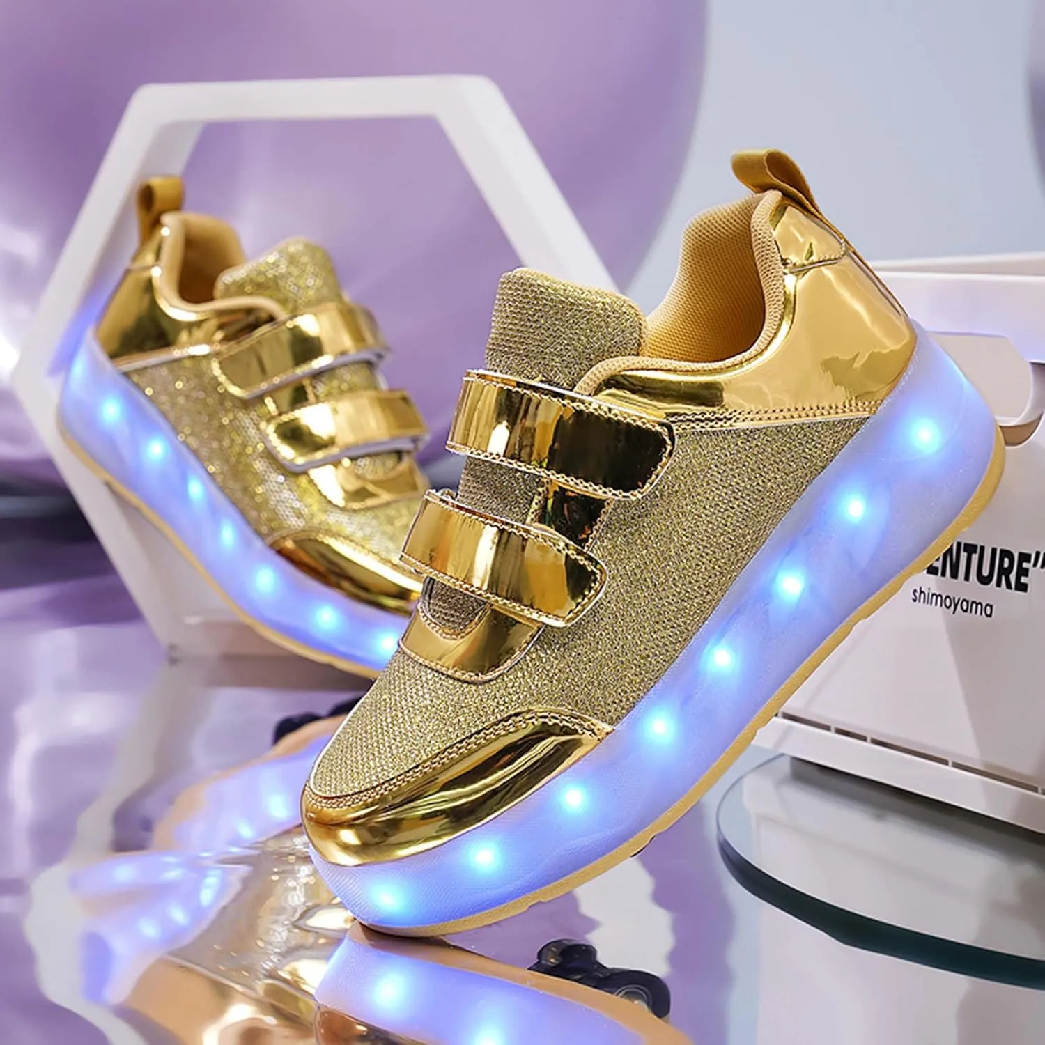 Kids LED Roller Skating Shoes are Suitable for Boys Girls Light Emitting Roller Skating Sports Shoes with Detachable Wheels Rechargeable Flash Wheels