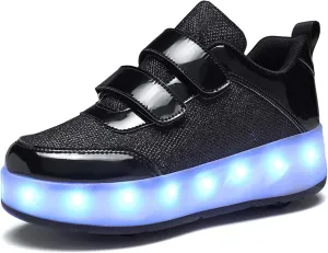 Kids LED Roller Skating Shoes are Suitable for Boys Girls Light Emitting Roller Skating Sports Shoes with Detachable Wheels Rechargeable Flash Wheels